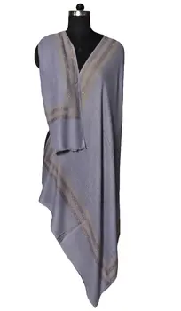 Gray Beaded Wool and Silk Scarf / Wrap