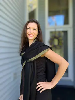 Black Wool and Silk Solid Scarf with Gold Glitter