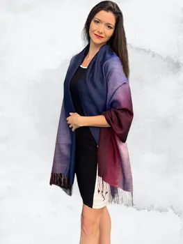 Wine and blue hand dyed Ombre scarf