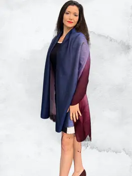 Wine and blue hand dyed Ombre scarf