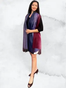 Wine and blue hand dyed Ombre scarf