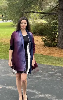 Wine and blue hand dyed Ombre scarf