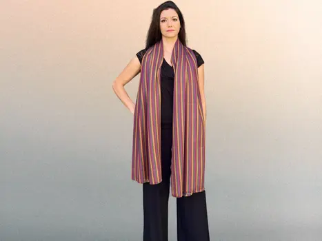 Rainbow Wool & Silk Striped Scarf