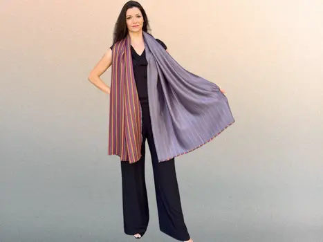 Rainbow Wool & Silk Striped Scarf
