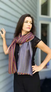 Rainbow Wool & Silk Striped Scarf