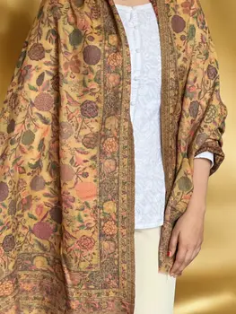 Yellow Fine Wool Kashmir Jamawar Pashmina