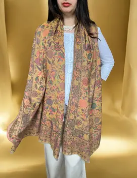 Yellow Fine Wool Kashmir Jamawar Pashmina