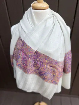 Purple and Blue Fine Wool Kashmir Jamawar Pashmina