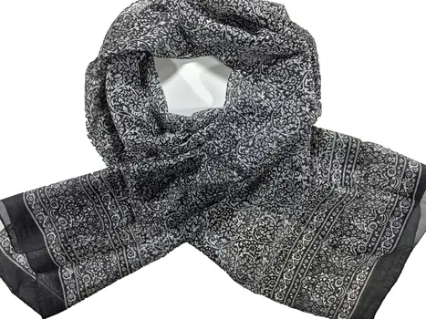 Gray and White Silk Scarf