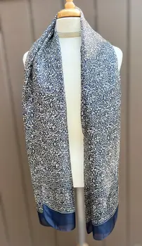 Navy and White Silk Scarf
