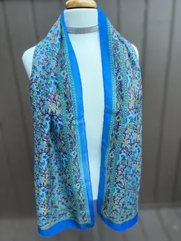 Blue Floral Silk Scarf
