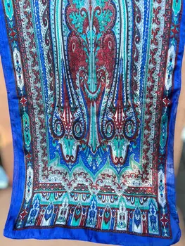 Cobalt and Red Silk Scarf