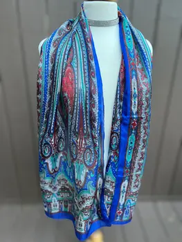 Cobalt and Red Silk Scarf