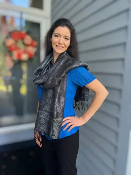 Black and Gray Modal Jamawar Pashmina Scarf