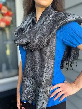 Black and Gray Modal Jamawar Pashmina Scarf
