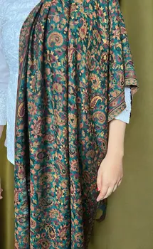Green Fine Wool Kashmir Jamawar Pashmina
