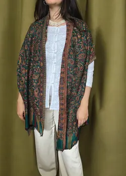 Green Fine Wool Kashmir Jamawar Pashmina
