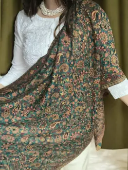 Green Fine Wool Kashmir Jamawar Pashmina