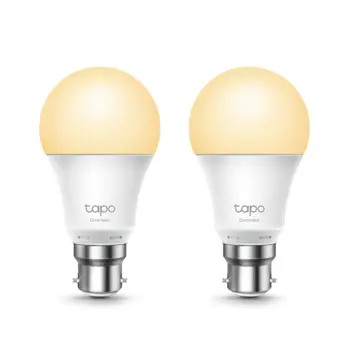 TP-LINK (TAPO L510B 2-Pack) Wi-Fi LED Smart Light Bulb, Dimmable, Schedule, App/Voice Control, Bayonet Fitting