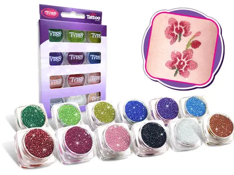 Csillámpor szett 12 x 2,5 ml alap színek (basic colours)