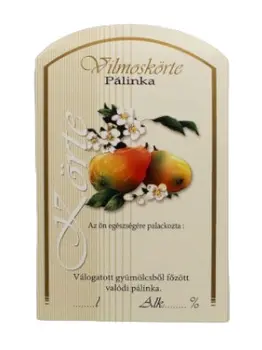 Pálinkás címke - Vilmos Körte (nagy)