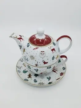 Christmas Greeting Tea For One Teapot & Cup