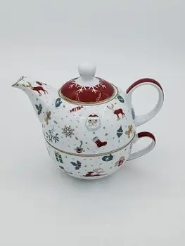 Christmas Greeting Tea For One Teapot & Cup