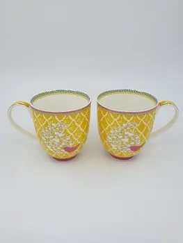 YELLOW COFFEE MUG, Unique Mug, Porcelain Handmade, Tea Mug, 6 Pcs