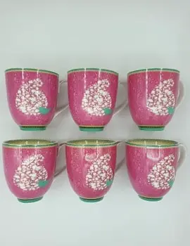 PINK COFFEE MUG, Unique Mug, Handmade, Coffee Cup, Tea Mugs 6 Pcs