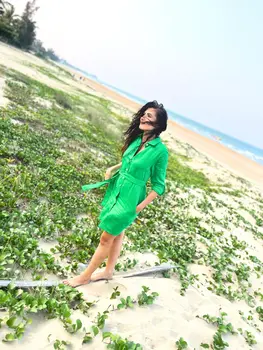 Linen Button Down Dress with Pockets