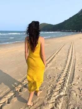 Linen Maxi Dress with Pockets