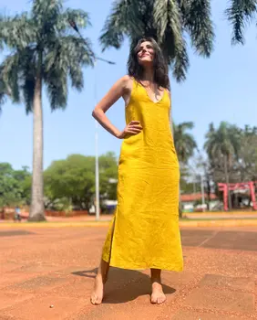 Linen Maxi Dress with Pockets