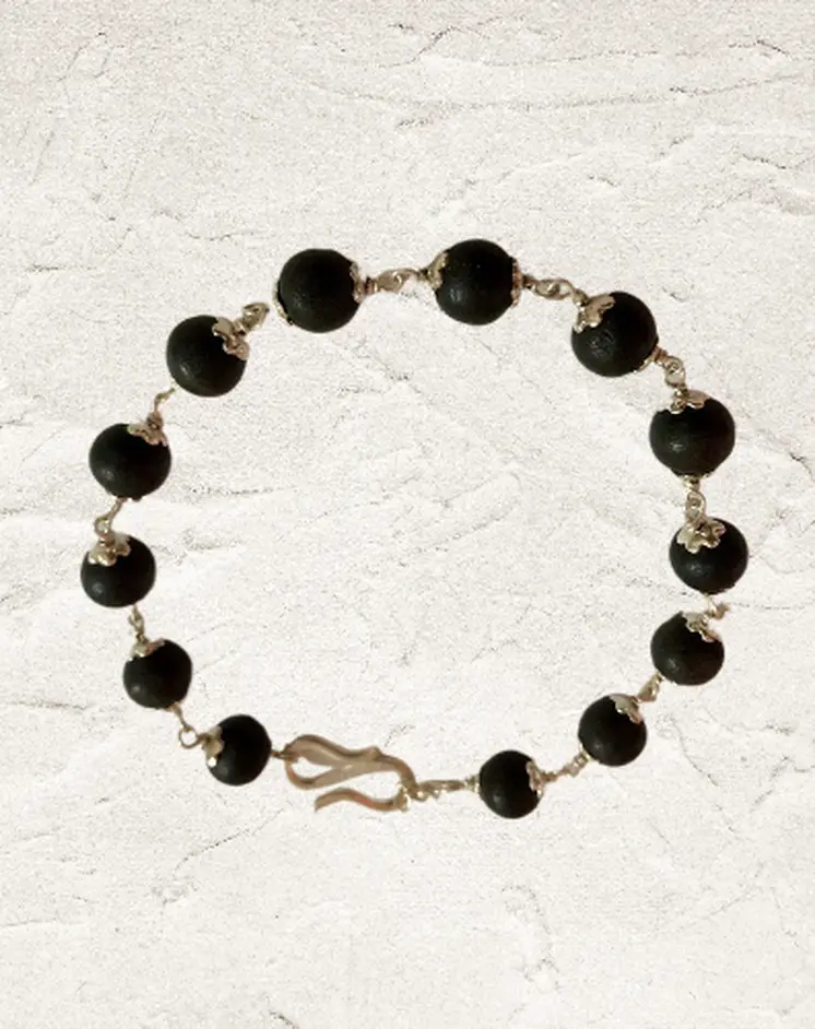 Karungali/Ebony Beads Bracelet with silver caps
