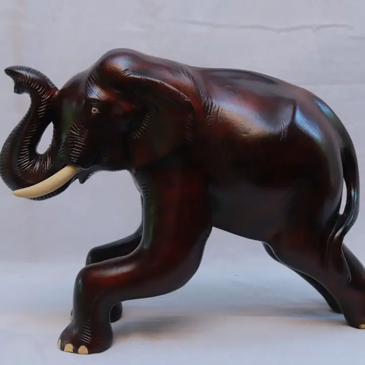 Hand Carved Elephant Statue,  Wooden Elephant Sculpture