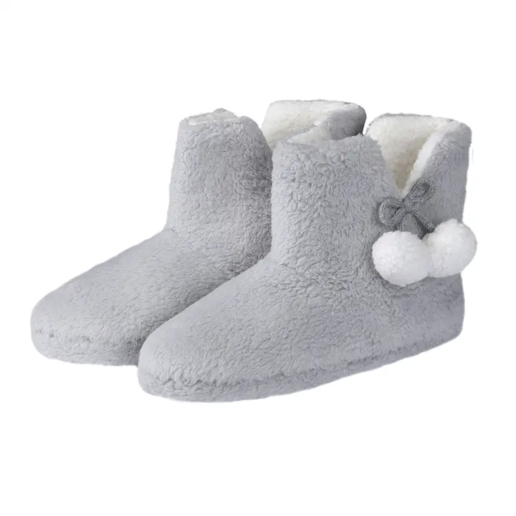TEDDY BOOT SLIPPERS SIZES S, M AND L IN GREY