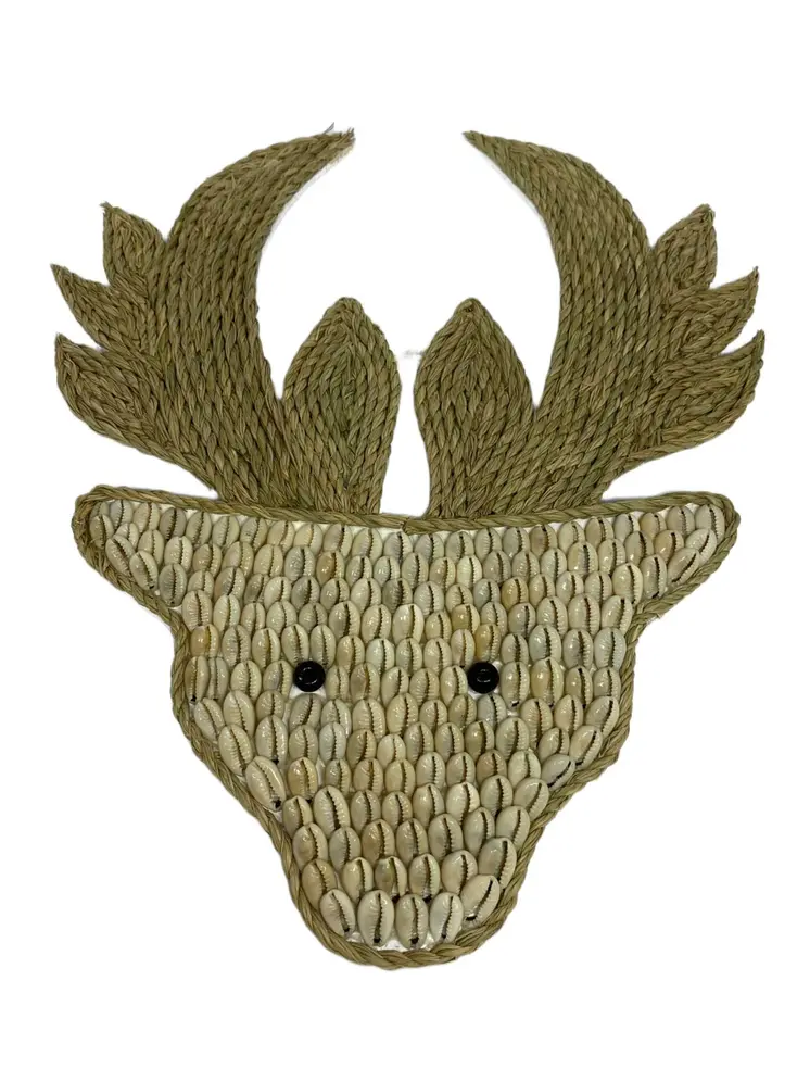 30 cm x 25cm Coconut Deer Head Hanging Wall Home Decoration
