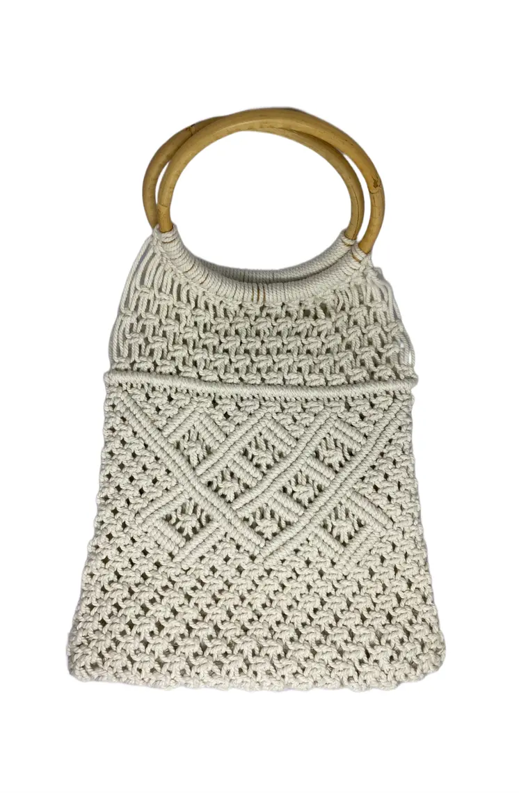 Macrame Bag With Bamboo Handle