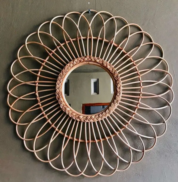Spiral Rattan Mirror