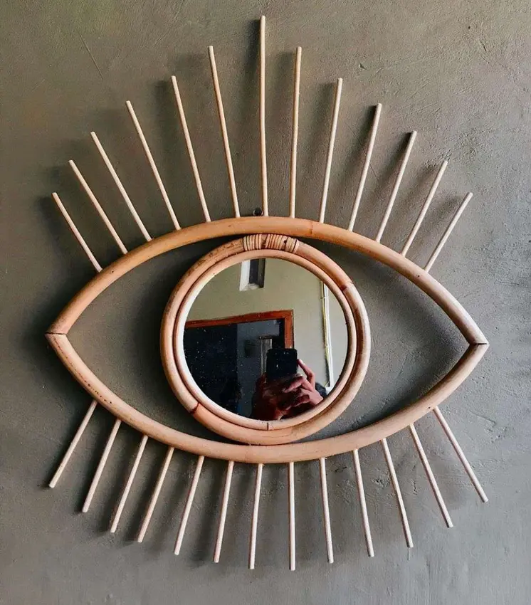 Rattan Eye Mirror