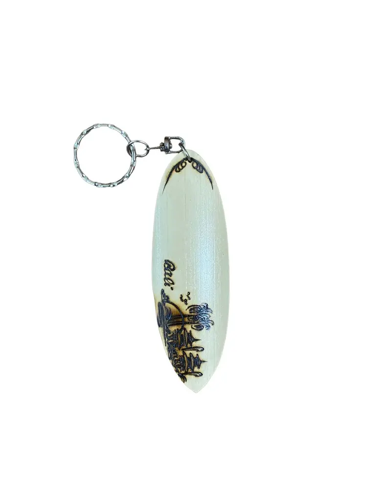 Bali Temples Wooden Surfboard Keychain
