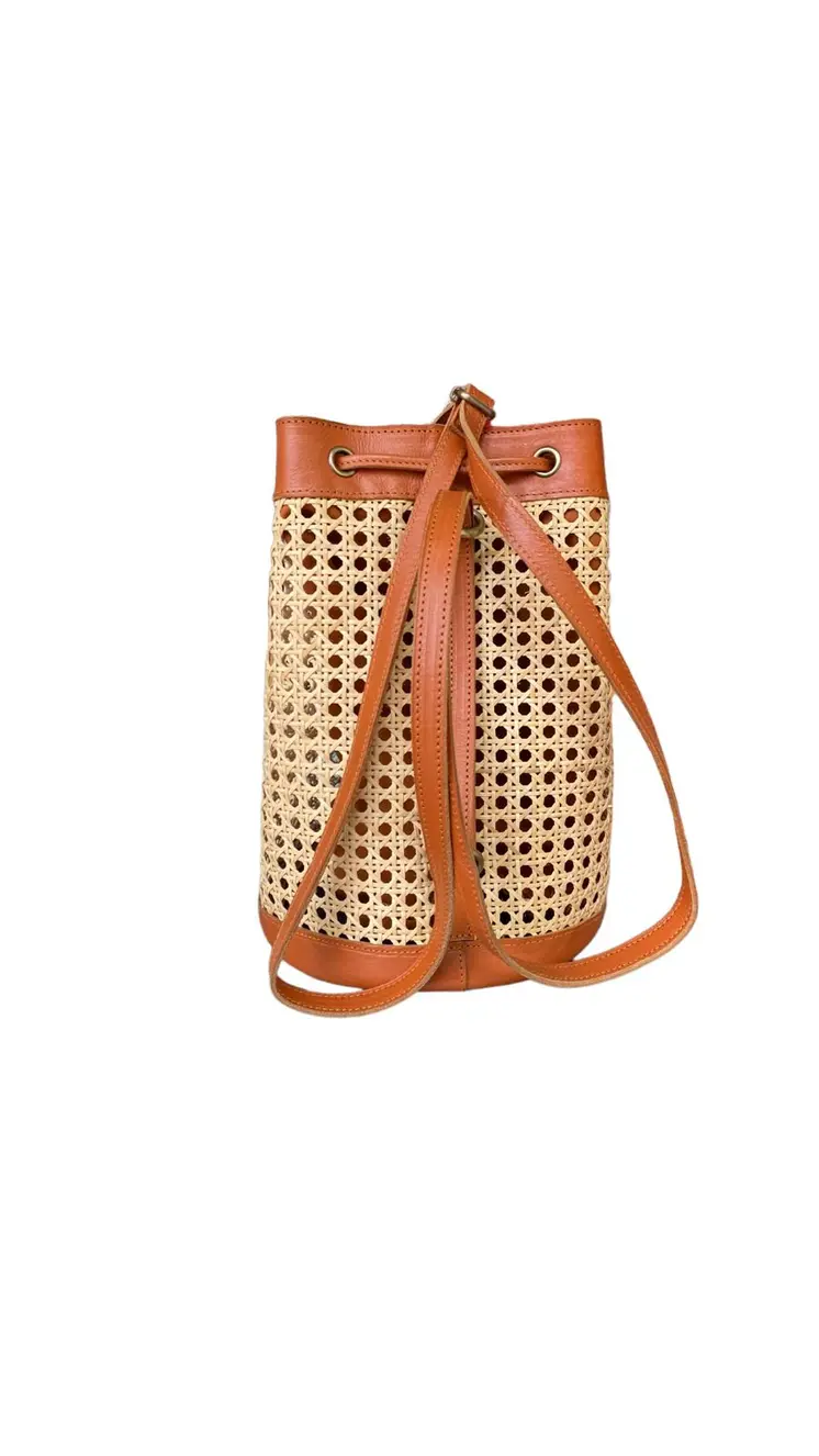 Aqita Bali Handmade Leather Rattan Webbing BackPack