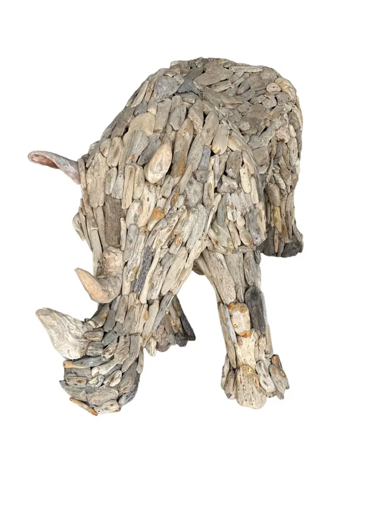 Rhino Drift Wood Home Decoration