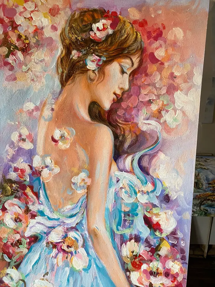Blooming Beauty: An Abstract Floral Portrait of a Girl