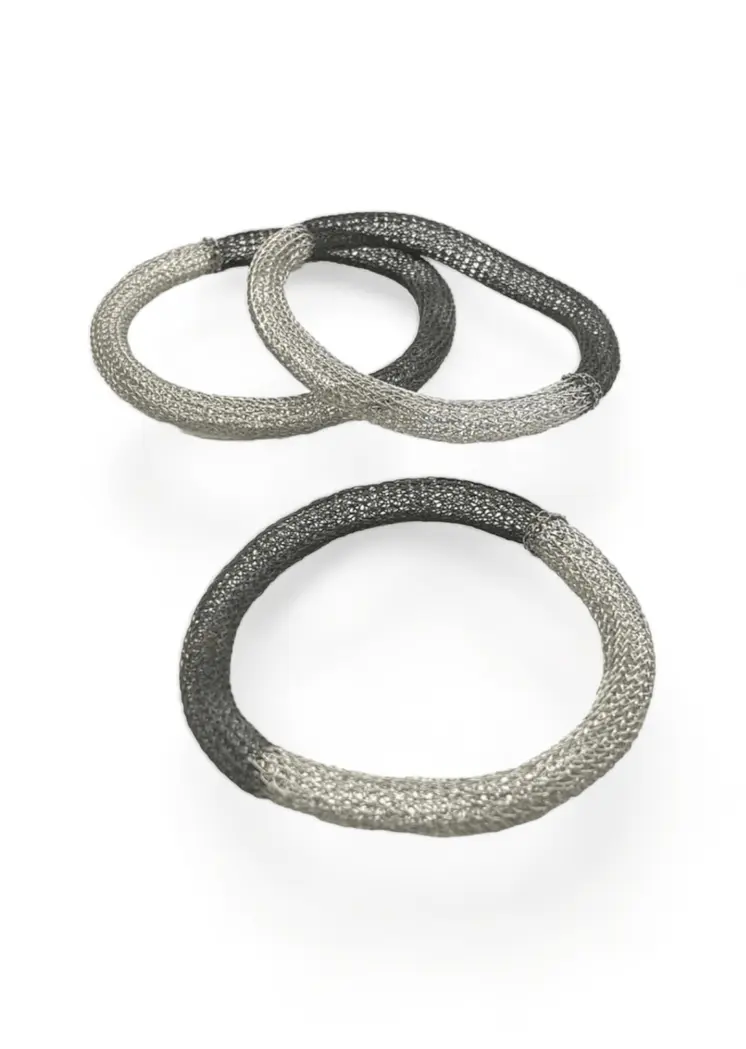 Black White Wire Mesh Bracelet