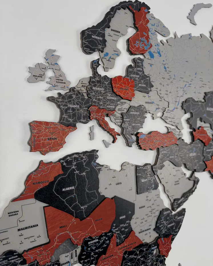 Premium 3d wood world map | RUBY Birdywing®