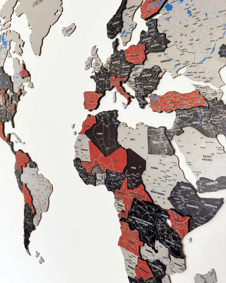 Premium 3d wood world map | RUBY Birdywing®