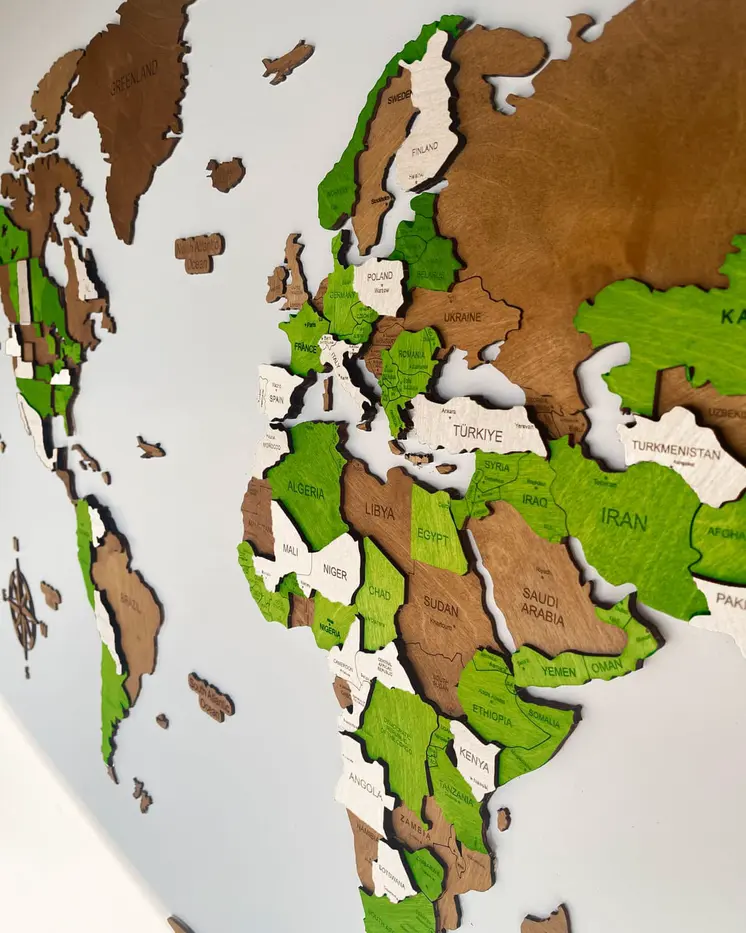 Wooden 3D World Map for wall | LIME
