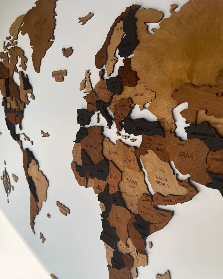 3D world map for wood wall | ESPRESSO