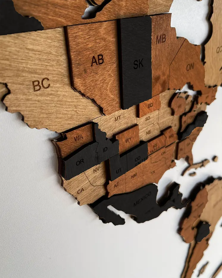 3D world map for wood wall | ESPRESSO