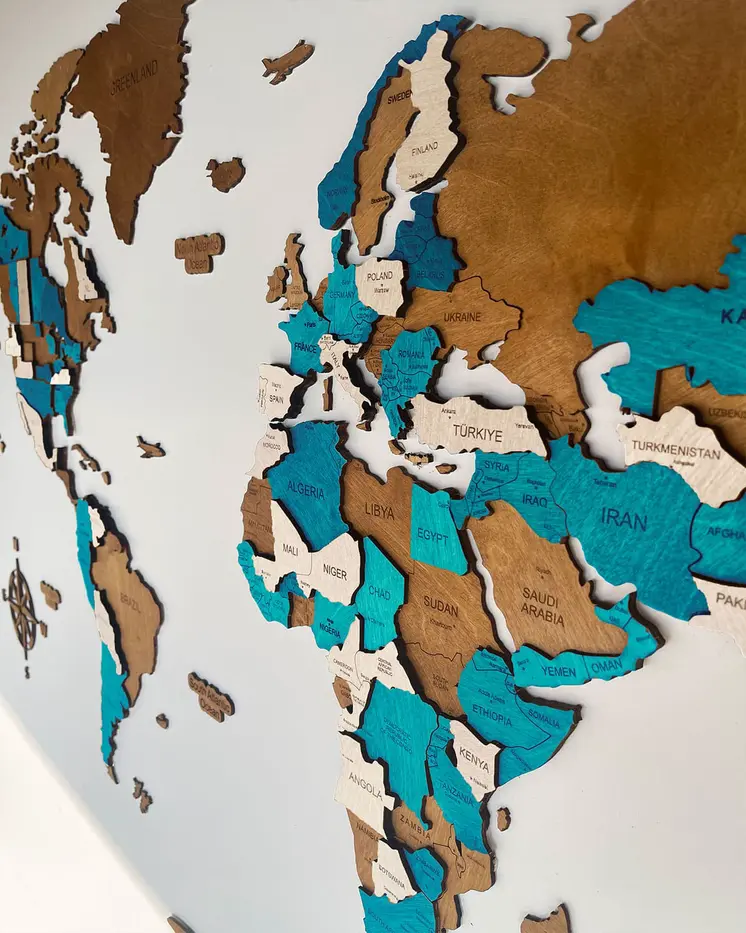 Wooden World Map 3D effect | LAZUR